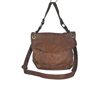 Fossil Long Live Vintage 1954 Brown Leather Shoulder Bag Purse Duffle Hobo